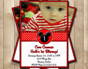 Mickey Mouse Birthday Invitation - Mickey Mouse Clubhouse - Red Polka Dot Photo Invite - Personalized Printable Photo Invite