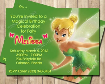Tinkerbell Birthday Invitation - Tinkerbell Fairy Princess Invite - Personalized Printable Invite