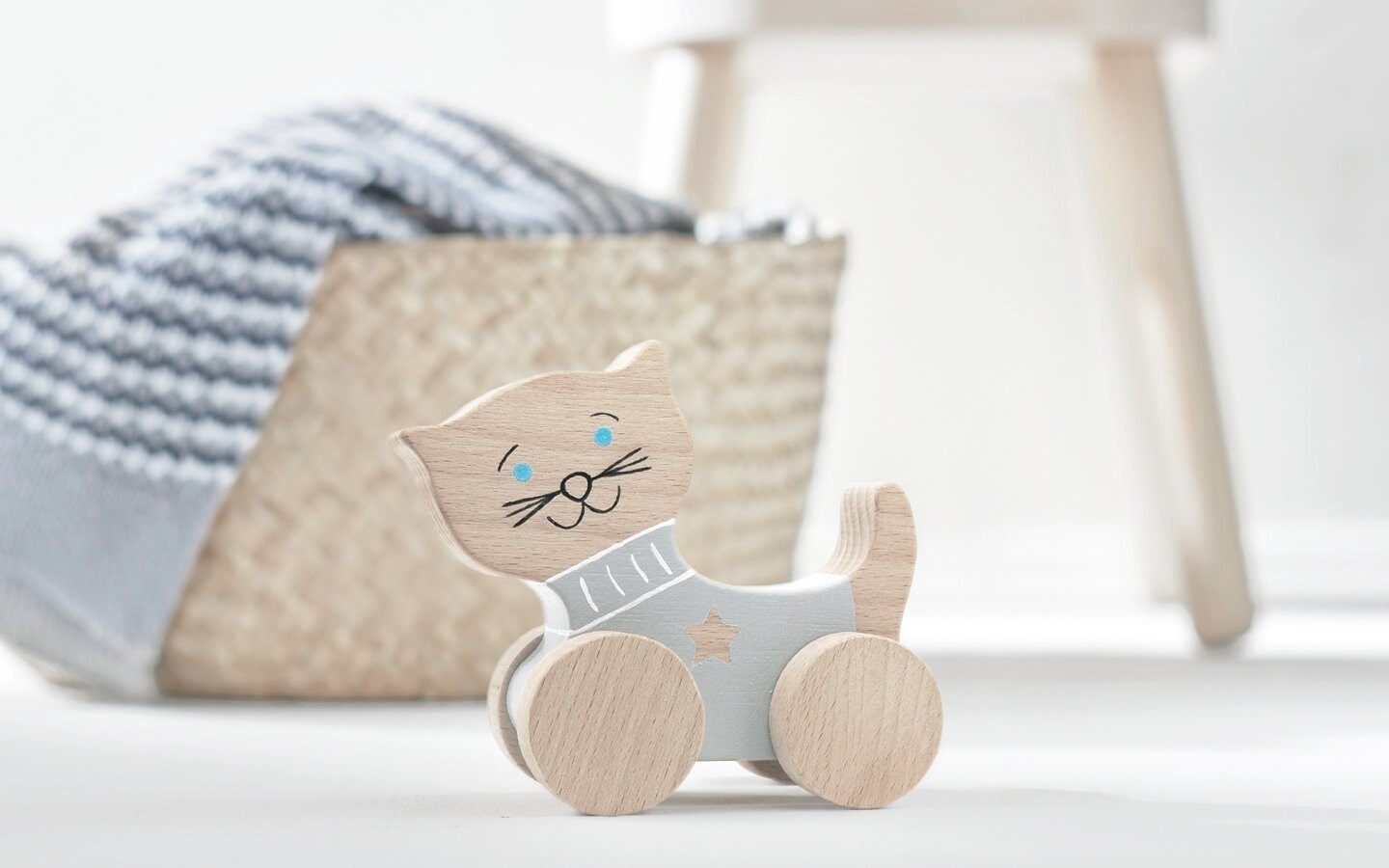 Wooden Cat Push Toy Cat Wooden Toy Cat Toy Wooden Toy Etsy