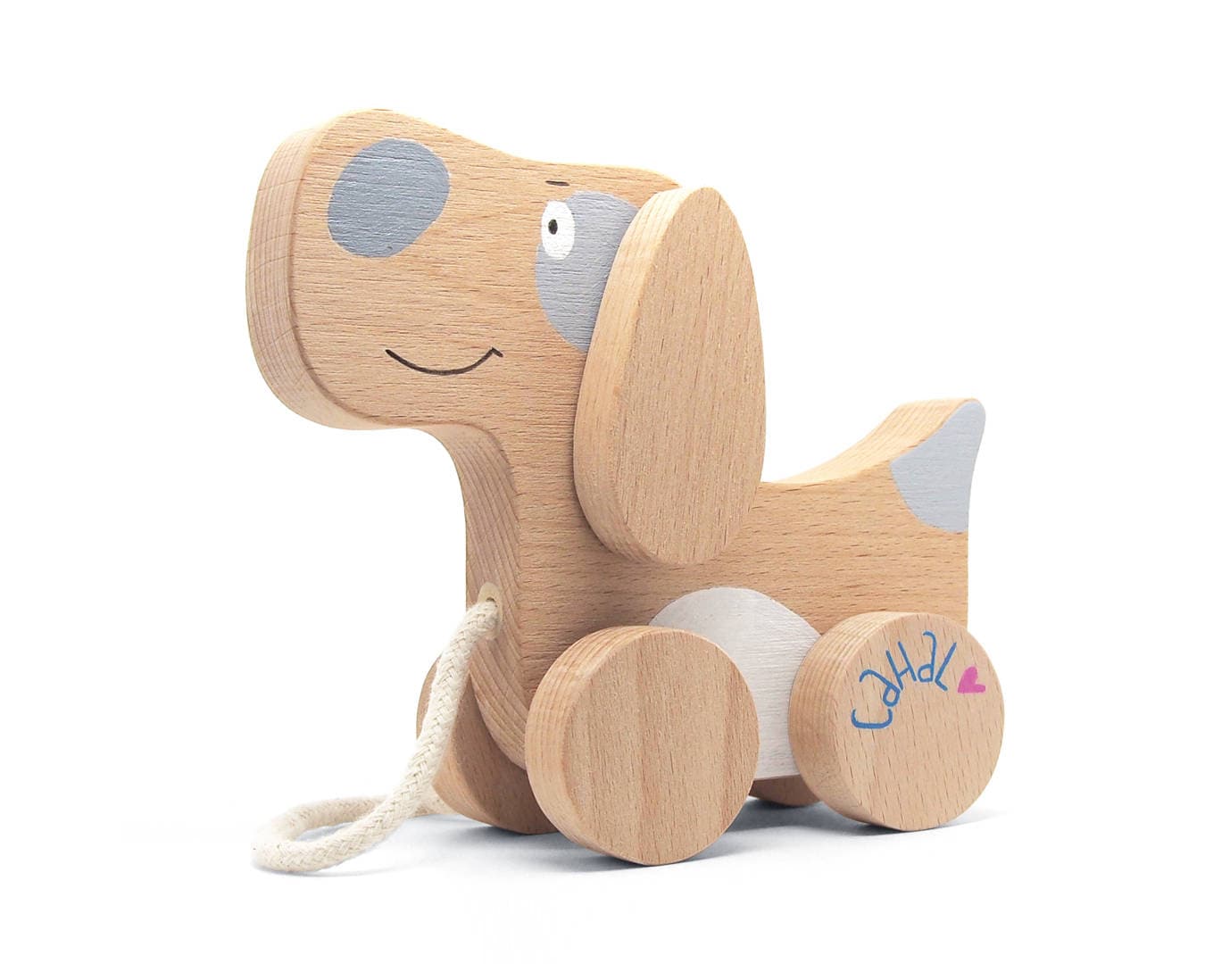 Personalised Wooden Toy Pull Along Kids Toy Pull Dog Etsy