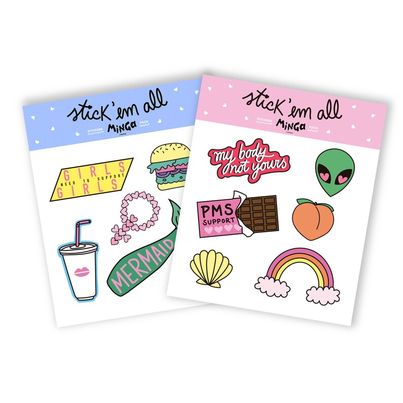 Sticker Pack Set Stickers Sheet Gift Badge Decal Tumblr Etsy