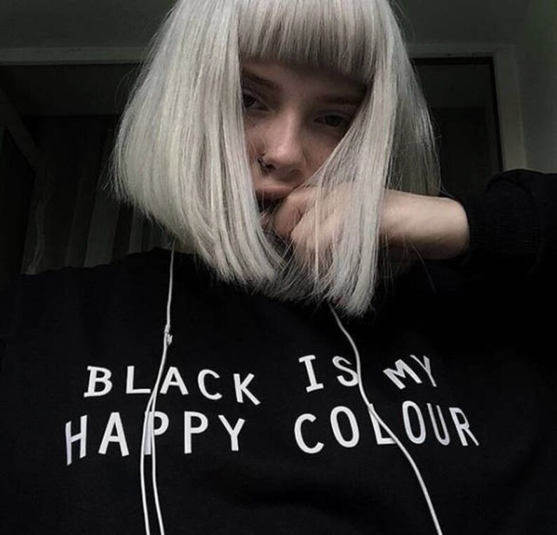Black Is My Happy Color Sweater Jumper Funny Fun Tumblr Etsy