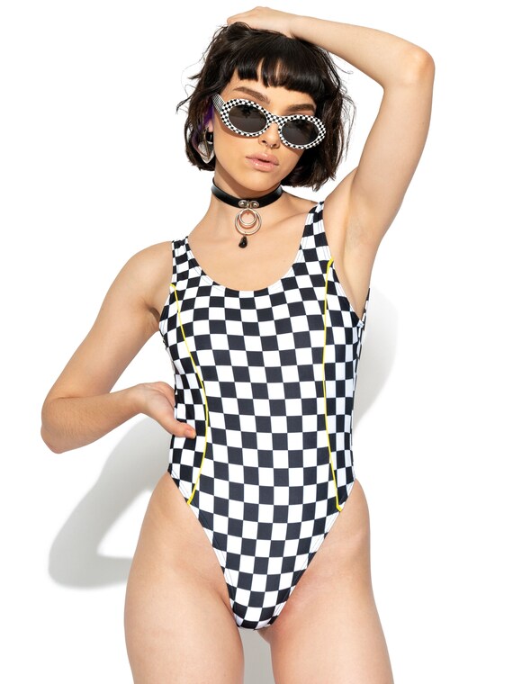 checkerboard bodysuit