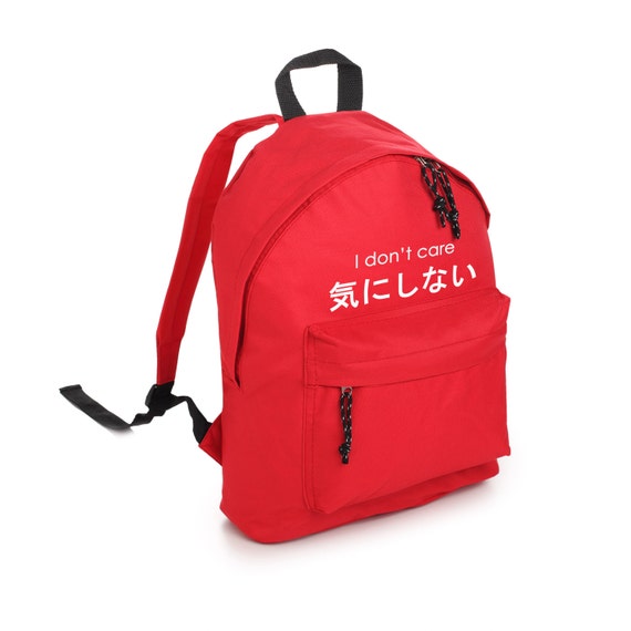 Japanese I Don/'t Care Slogan Bag Backpack Rucksack Grunge School Retro Vintage