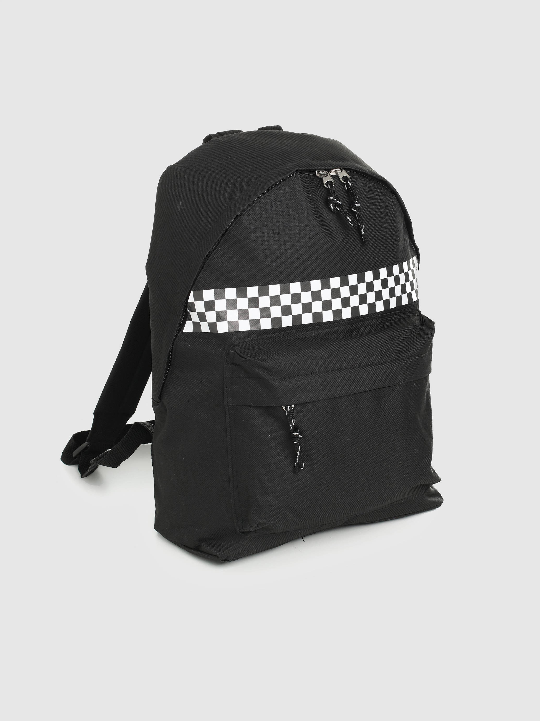 black checkered backpack