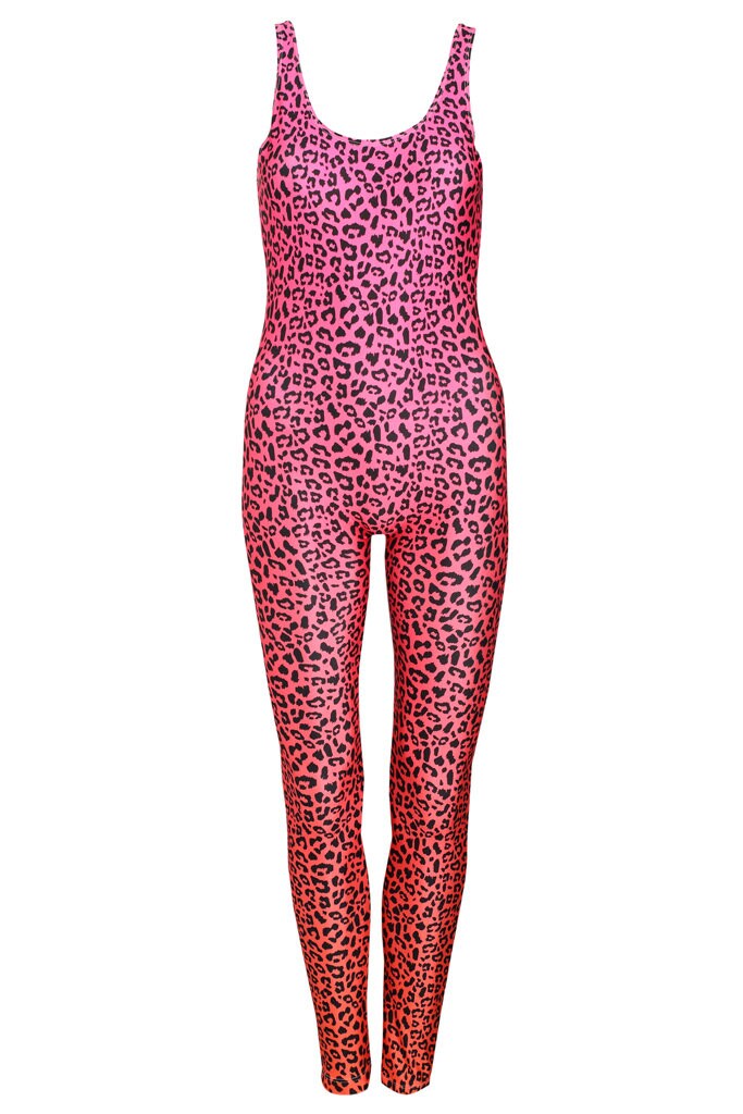 Leopard Pink Unitard Catsuit Jumpsuit Romper Top Womens Ladies Etsy
