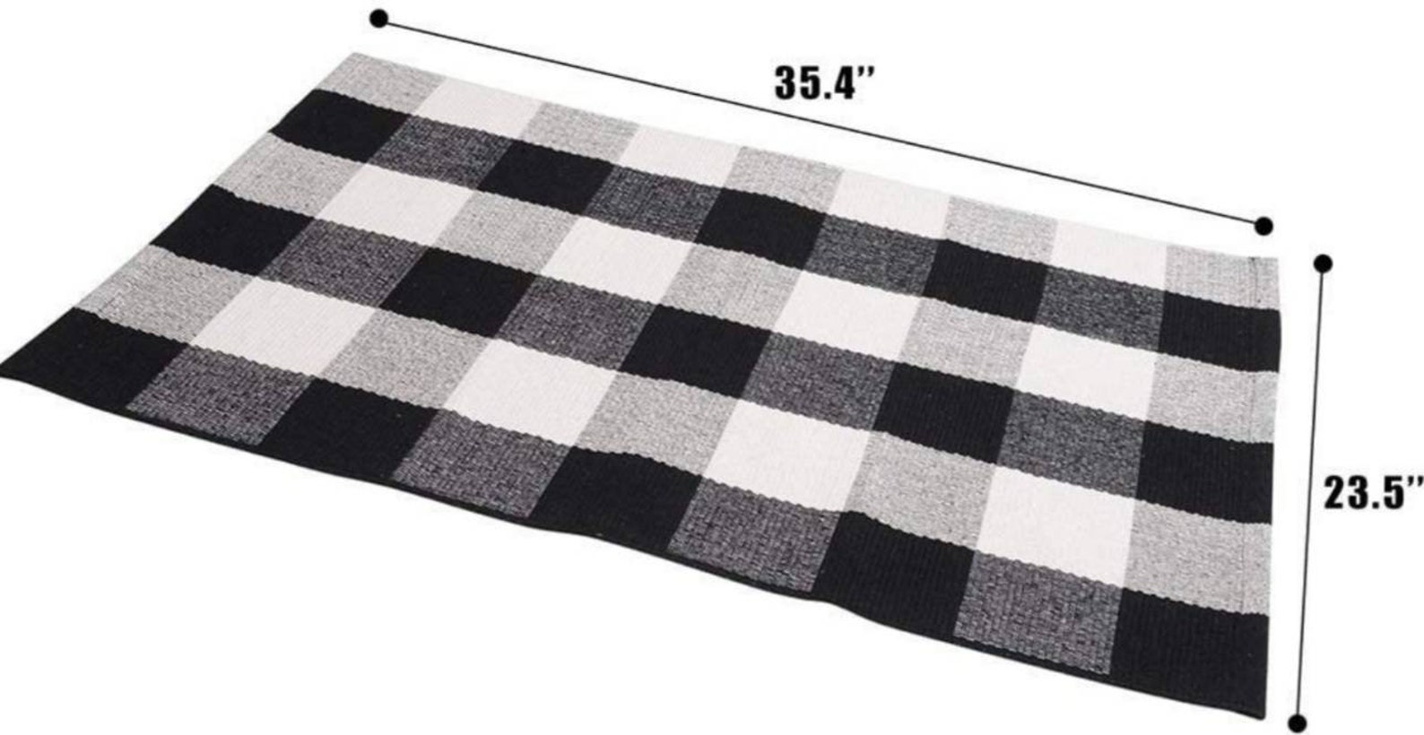 Oversized Buffalo plaid check rug black and white indoor/ Etsy