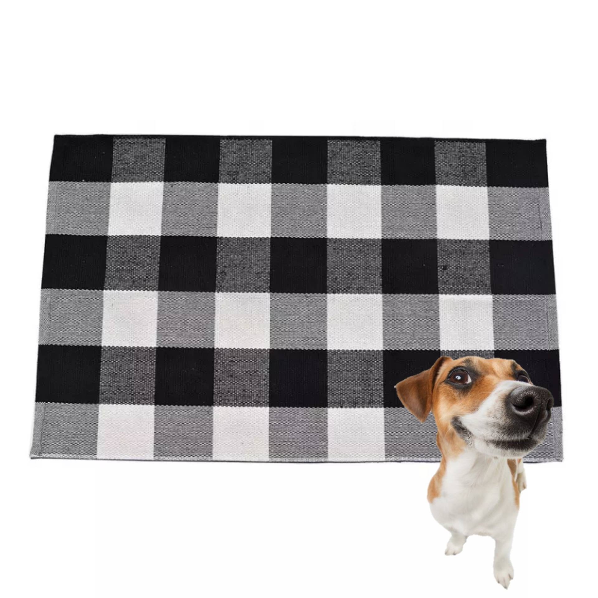 Oversized Buffalo plaid check rug black and white indoor/ Etsy