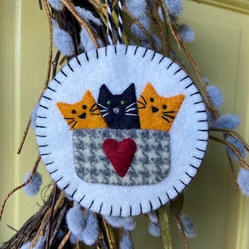 Cat Ornament Wool Felt Kitty Kitten Wool Felt Etsy