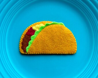 Taco Ornament, Magnet, Wool Felt, Taco Tuesday, Handmade.