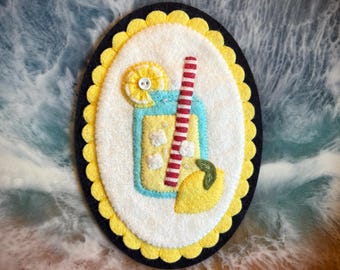 Lemonade Ornament, Magnet, Wool Felt, Handmade, Christmas, Summer.