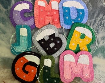 Initial Ornament/Magnet, You choose colors! Monogram, Wool Felt.