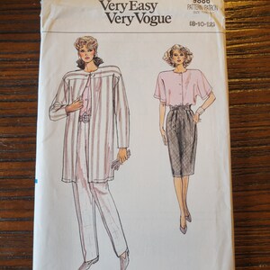 Vogue Vintage 1987 Pattern 9886 Misses&#39; Jacket, Blouse, Skirt & Pants