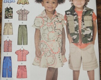 Simplicity Pattern Toddlers' Pants, Shorts, Dress, Shirt, & Vest Uncut