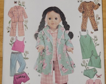 Vintage 2003 Simplicity Pattern 5276 Doll Pajamas