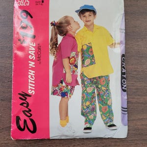 Vintage 1992 McCall&#39;s Children&#39;s Shirt & Pants Pattern 5925 Uncut