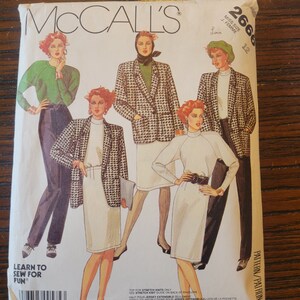 Vintage 1986 McCall&#39;s Jacket, Top, Skirt & Pants Pattern 2666 Uncut