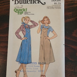 Vintage 1970s Butterick Jumper Pattern 5958