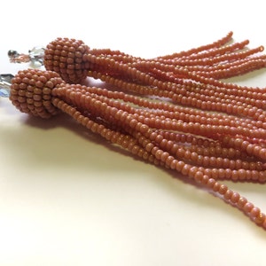Pink tassel earrings / Long tassel earrings pink / Orecchini nappa cristallo / Blush pink jewelry for bridesmaid / Wedding season accessory
