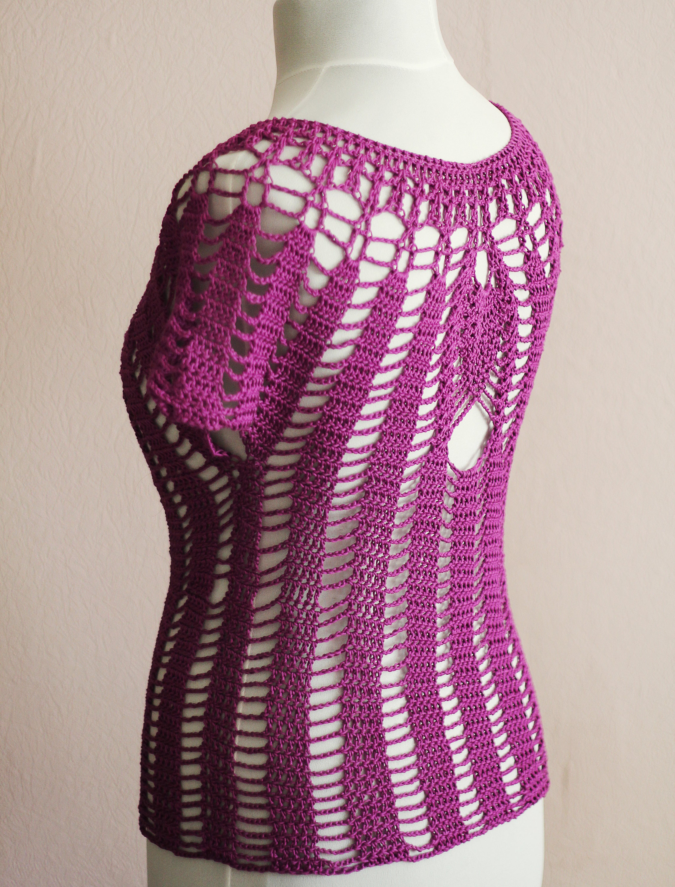 Crochet Slimming Top / Vertical Stripe Blouse / Summer Short - Etsy