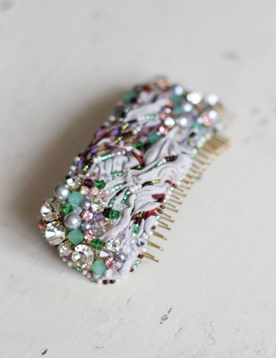 Crystal Hair Comb for Wedding / Pastel Hair Accessory / Etsy