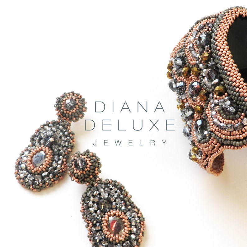 Beaded earrings stud with crystals Beadwork Jewellery Tiny Stud earrings women Neutrals Accessories Birthday Anniversary Bridesmaid