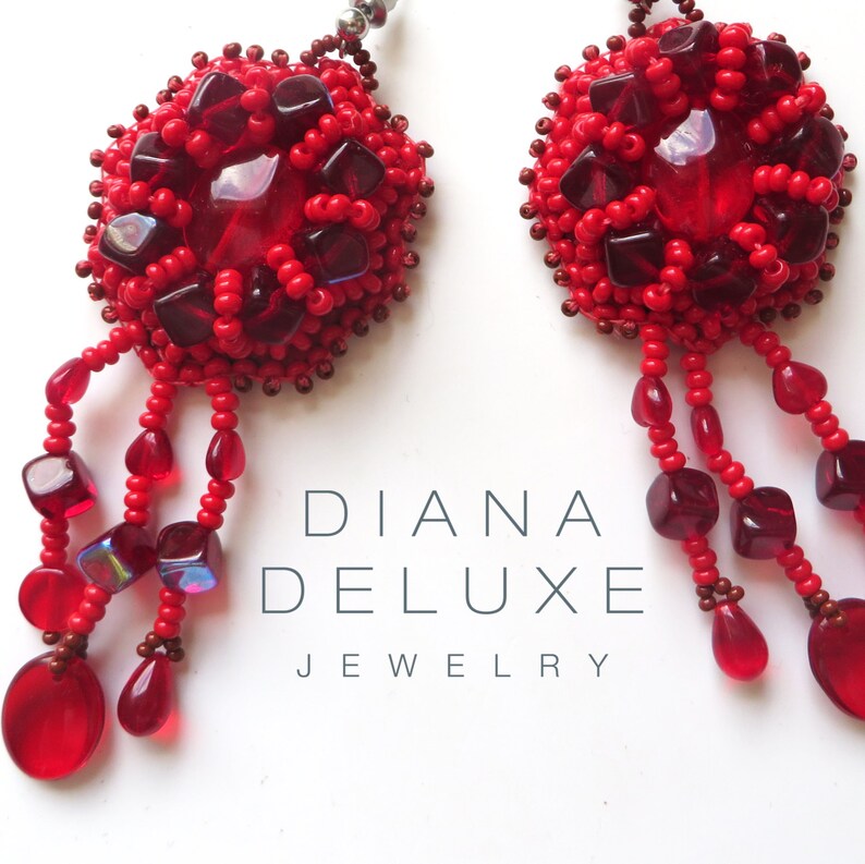 Red Boho Earrings Rouge Bijoux Fringe Earrings Long Boho Earrings Bead Jewellery Gifts for Bohemian Birthday gift for girlfriend