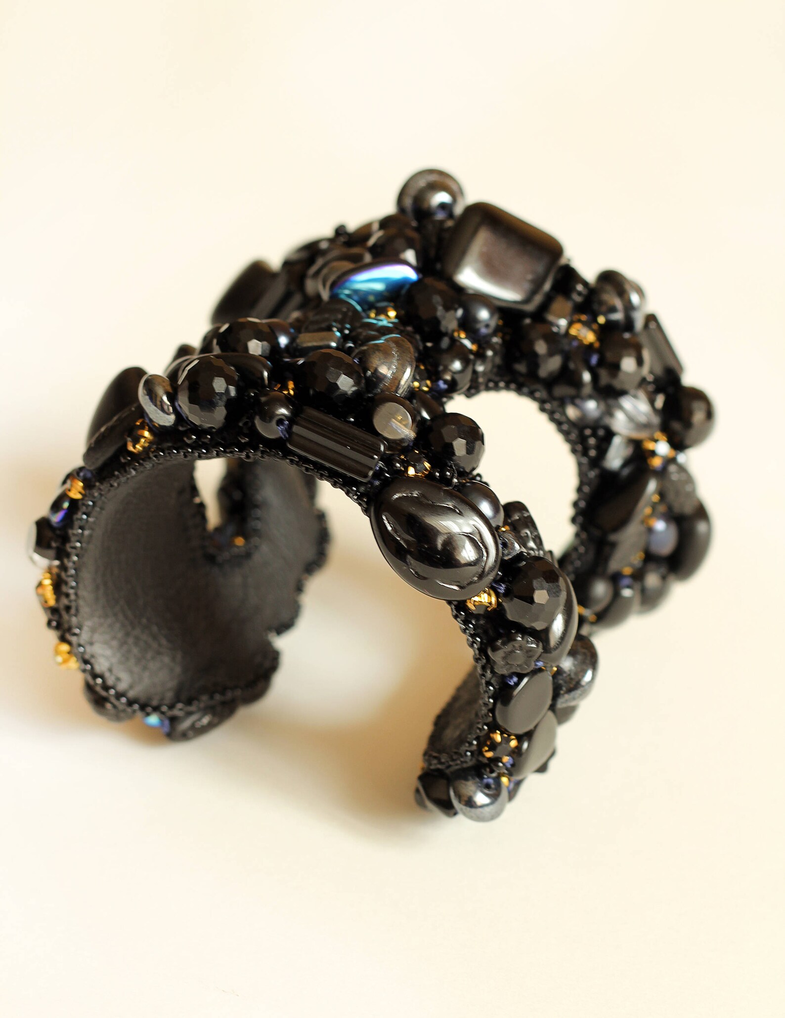 Black Cuff Bracelet / Large Cuff Bracelet / Statement Black Jewelry