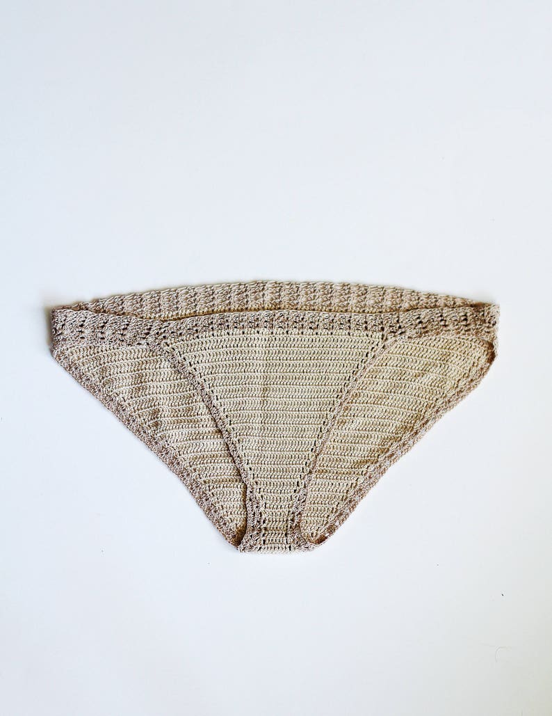 Crochet Bikini Bottom / Beige Swimwear Crochet Panties / Lace Crochet
