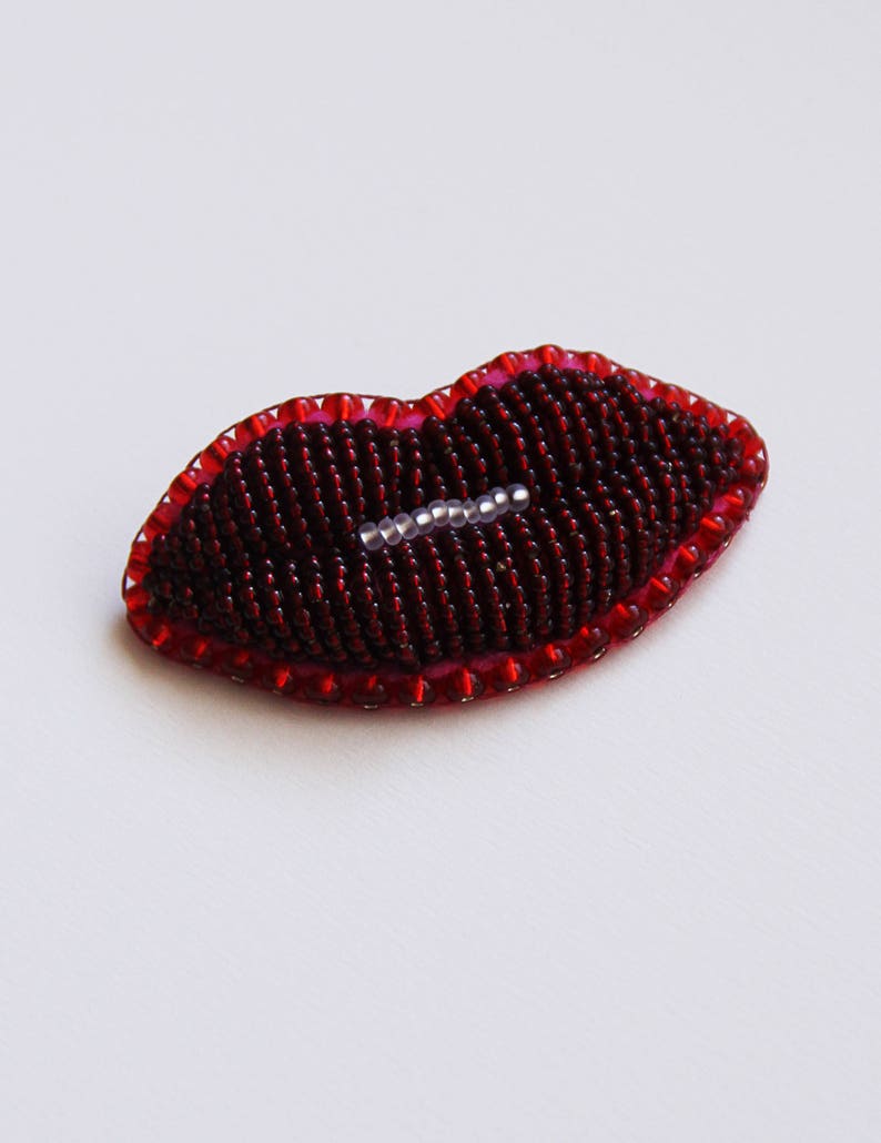 Red Lips Pin / Sexy Lip Jewelry for Her / Artsy Fashion Brooch Etsy
