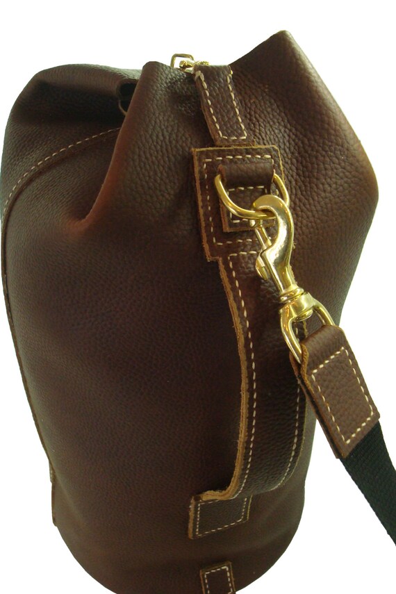 leather military duffle bag