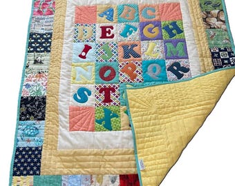 Kit de edredón con alfabeto ABC / Kit de edredón "Veo, veo" de 40x50 cm / Patrón de edredón con apliques para principiantes