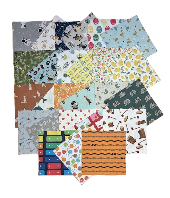 5-inch Charm Pack ABC I Spy Fabric Novelty Squares | Set of 52 Cotton Quilting Fabric Squares | Alphabet Quilt Fabric | 2 of each print