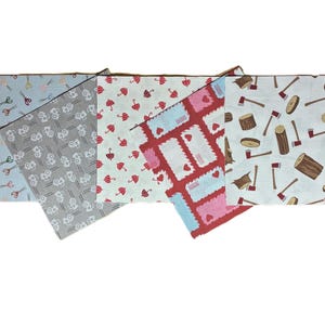 Paquete de 5 cuadrados de tela con diseño ABC I Spy / Juego de 52 cuadrados de tela de algodón para acolchado / Tela para acolchado con alfabeto / 2 de cada estampado imagen 5