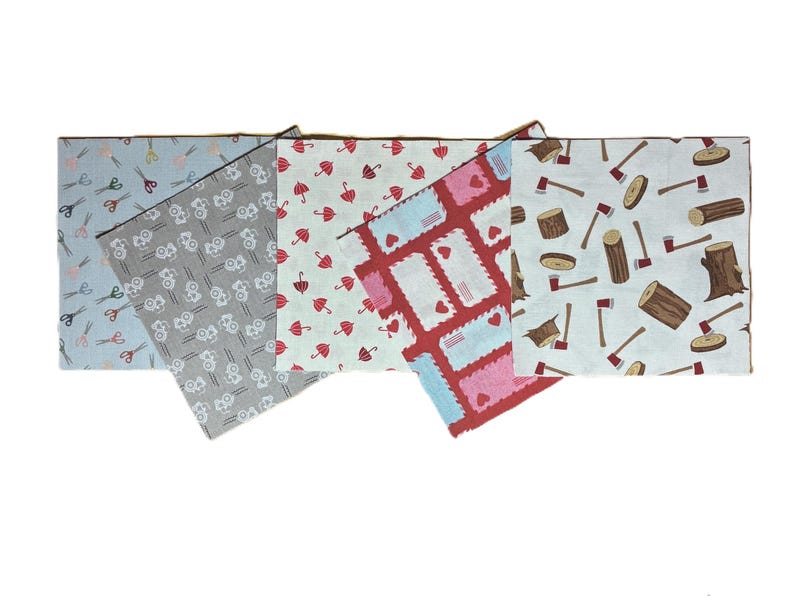 Paquete de 5 cuadrados de tela con diseño ABC I Spy / Juego de 52 cuadrados de tela de algodón para acolchado / Tela para acolchado con alfabeto / 2 de cada estampado imagen 5