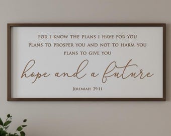 Jeremiah 29:11 Engraved Wood Sign – Personalized Bible Verse Wall Art