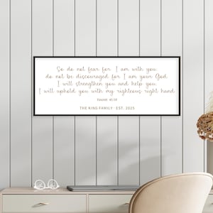 Modern Christian Art, Personalized Bible Verse Wall Art Isaiah 41:10, Family Name Sign,  Christian Home Decor,  Wedding Gift
