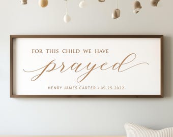 For This Child We Have Prayed Sign – Personalized Scripture Nursery Wall Art