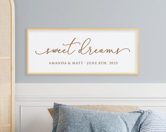Engraved Sweet Dreams Bedroom Sign – Personalized Wood Couple's Gift