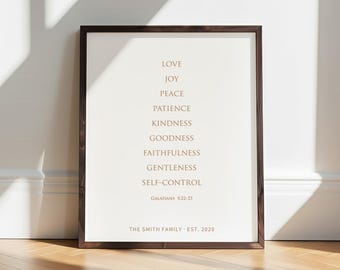 Fruits of the Spirit Wall Art – Galatians 5:22–23 Scripture Sign for Christian Homes