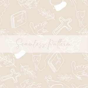 Christliches Muster | Neutrales Beige Faith Digitales Papier | Religiöser Hintergrund PNG | Ostern