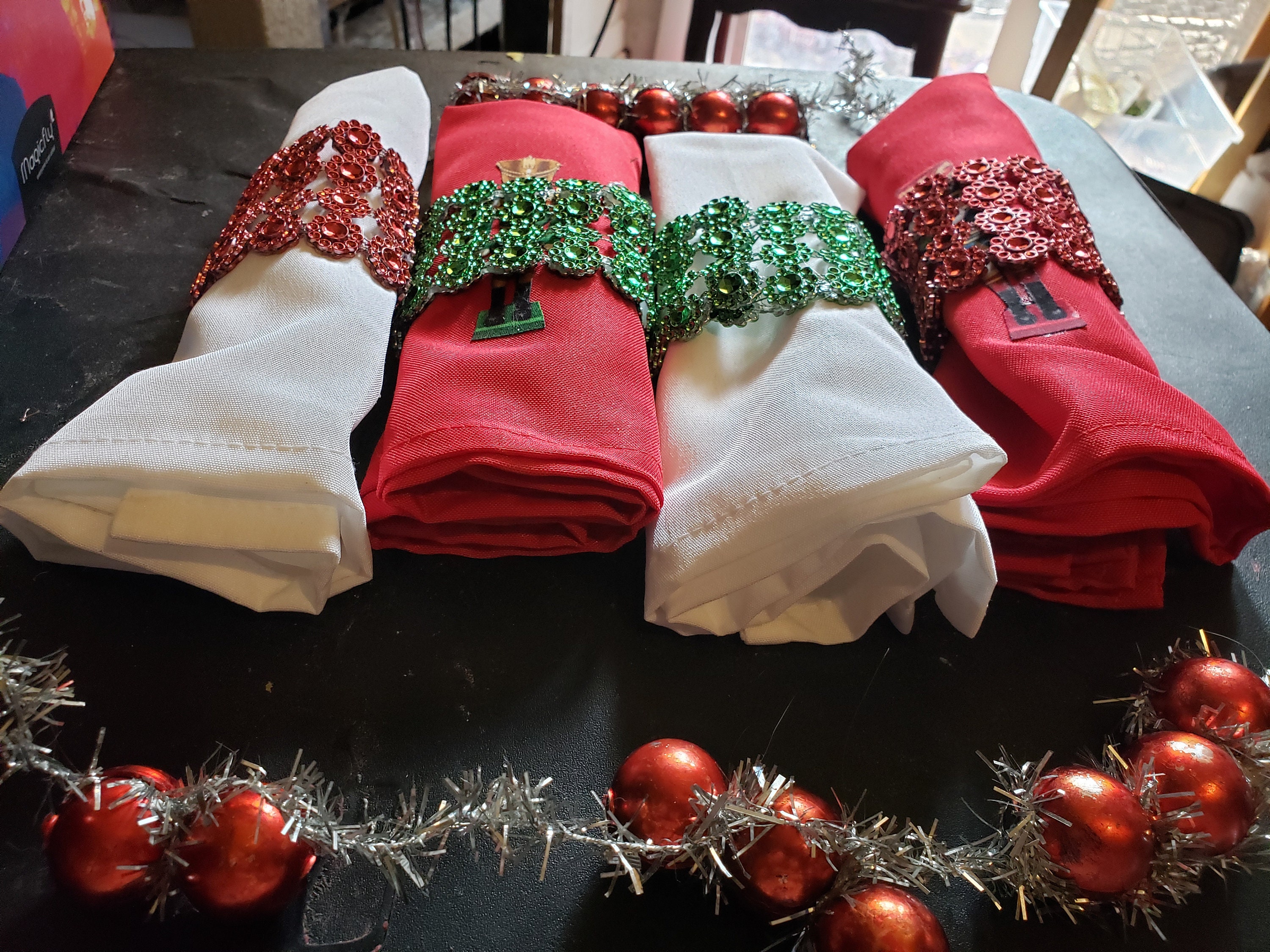 Cloth Christmas napkins & napkin rings with FREE SHIPPING Etsy