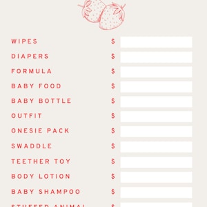 Strawberry Baby Shower Game – “Guess the Price of Baby Items” – Printable Digital Download