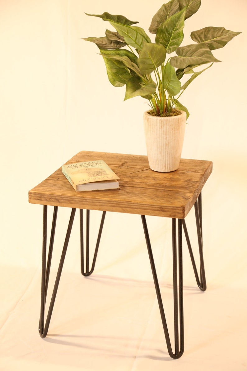 Wooden Side Table / Bedside Table hairpin Legs Etsy