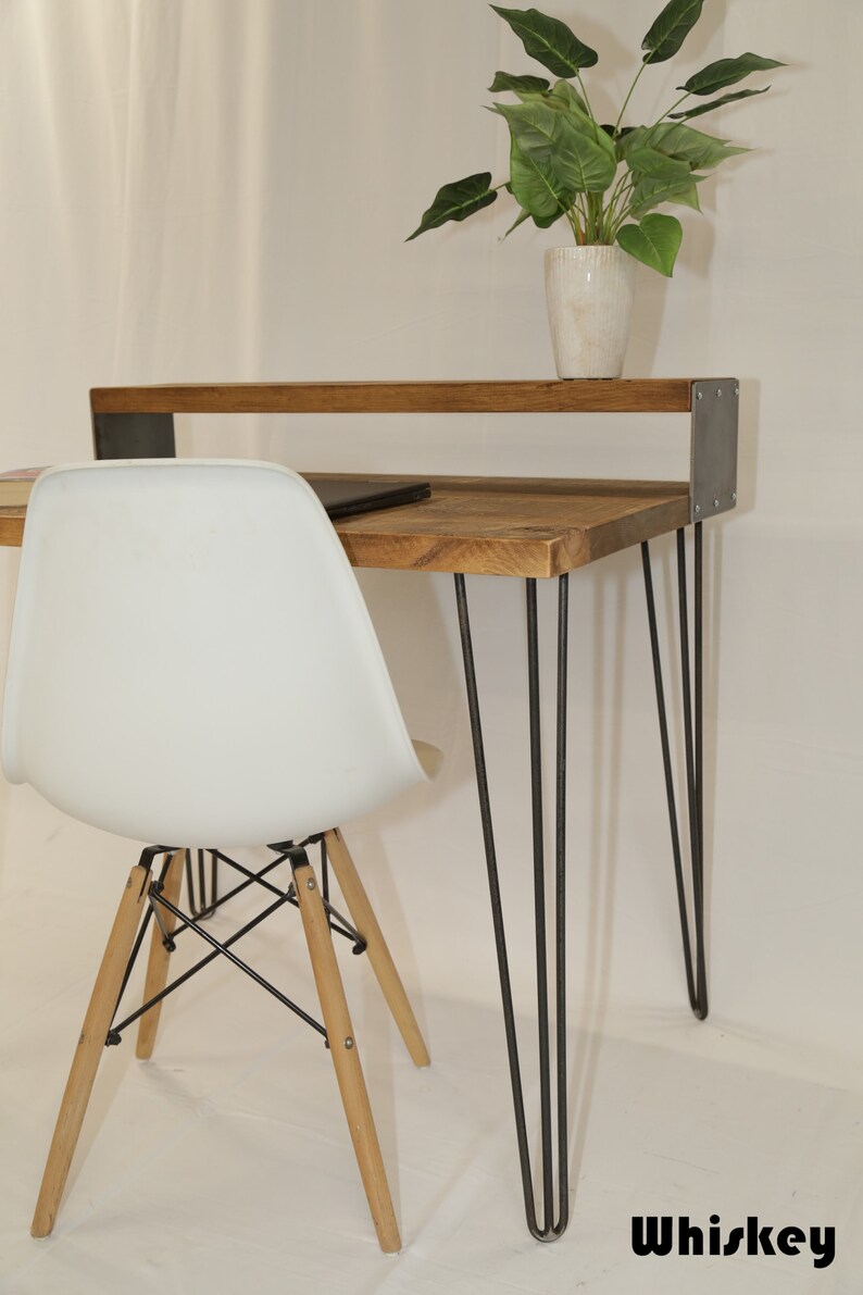 Desk Wood and Metal Desk with Shelf Hairpin Leg Desk. | Etsy