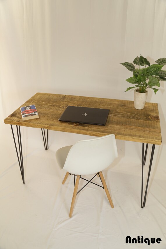 Pine Desk on Hairpin Legs Handmade Desk Home Office. Etsy UK