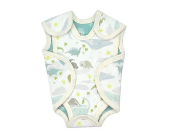 Happy Dino Reversible NIC-Suit - NICU-Friendly Preemie Boy Clothes available in Micro (1-2.5lbs), Teeny (2-4lbs) and Preemie (3-6lbs)