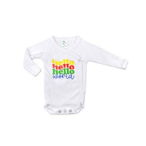 Hello World Kimono Long Sleeve Kimono Bodysuit—NICU Preemie Clothes for Your Preemie Baby