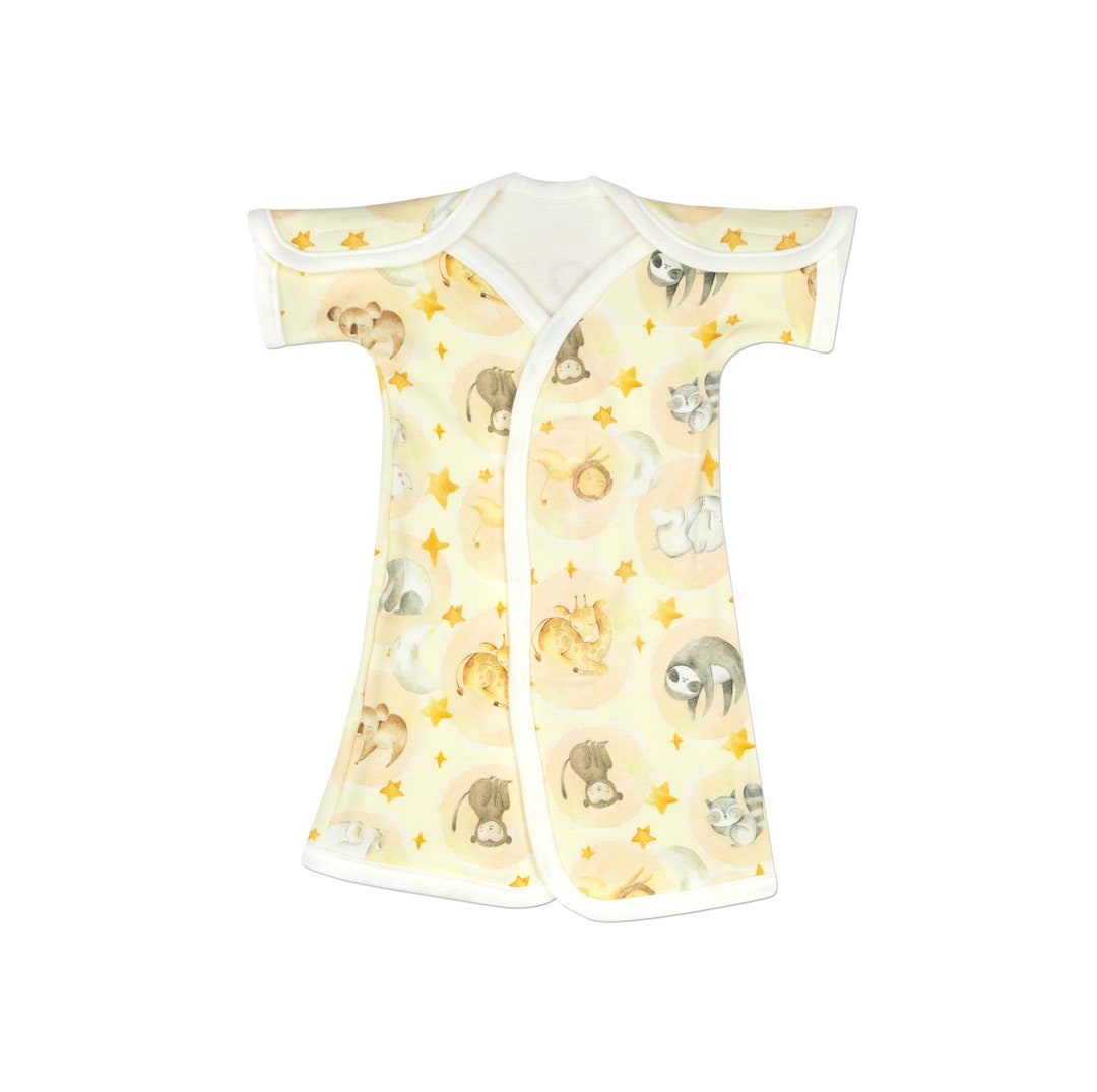 Perfectly Preemie Girl's Open-Shoulder Short-Sleeve Ultra Soft NICU Dress - NICU Friendly (Bella, Micro