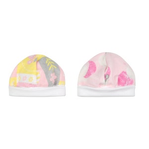 Love You To The Moon & Back Pink Flannel Cap Set - 2pk, Preemie Cap available in sizes: Micro, Teeny and Preemie